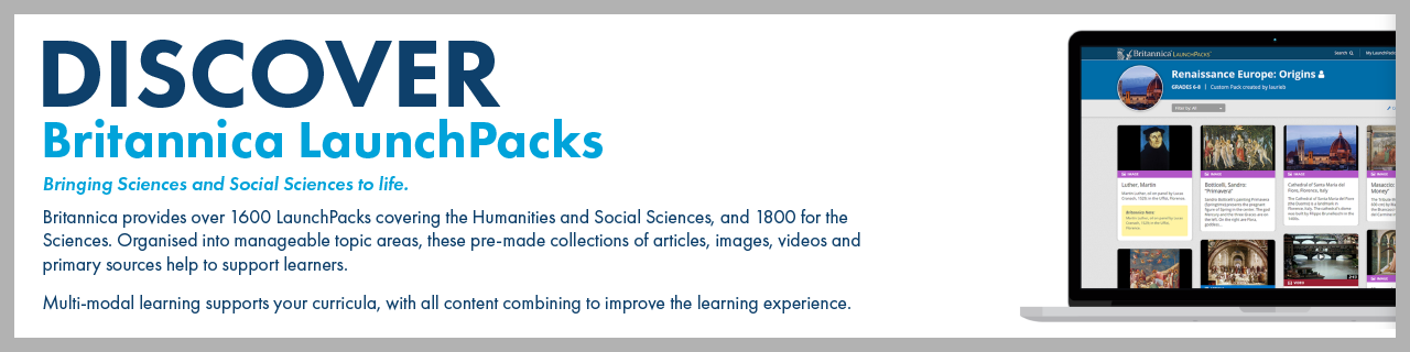 Advert graphic for britannica launchpacks